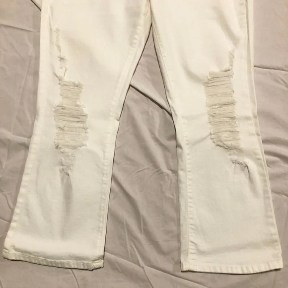 Guess High Rise Flare Distressed Jeans Size 32 White - Picture 8 of 16
